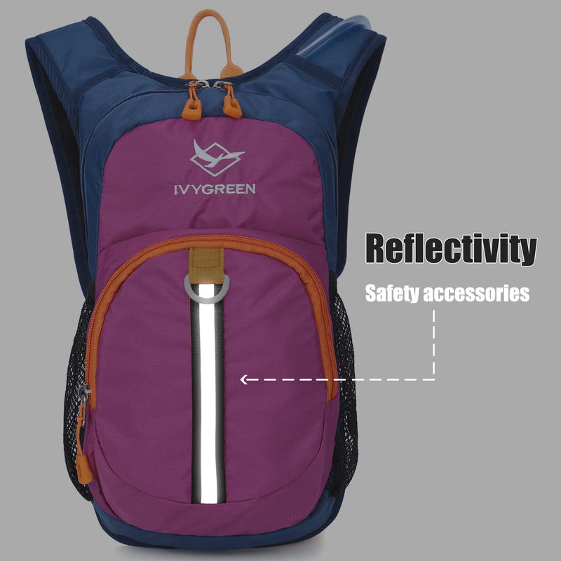 Ivygreen Mini Hydration Backpack Pack for Kids Boys or Girls with 1.5L Water Bladder Purple - BeesActive Australia