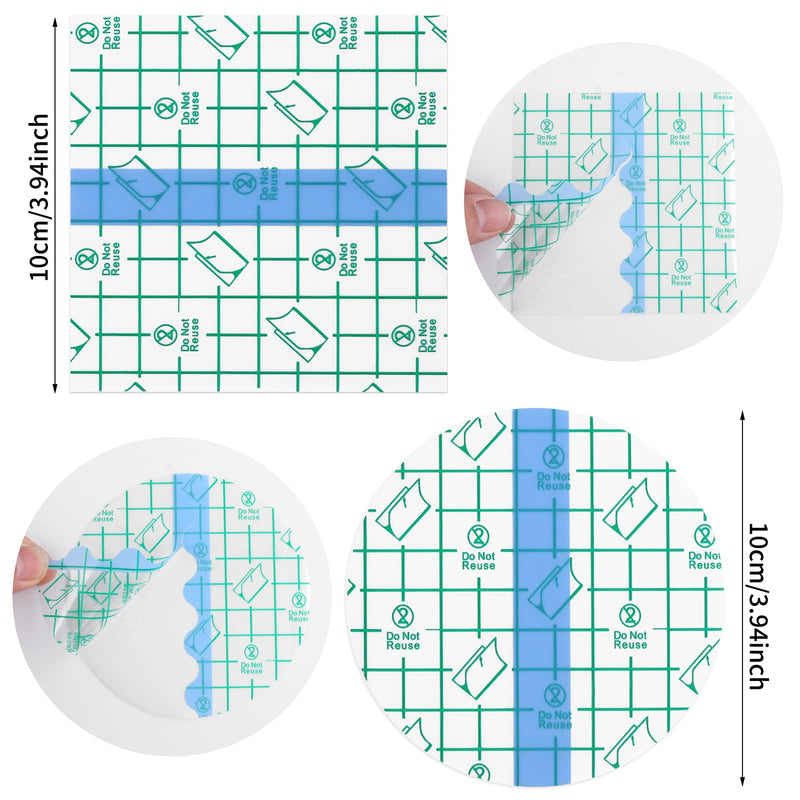 50 Pcs Waterproof Adhesive Bandages Transparent Stretch Saniderm Tattoo Aftercare Bandage,Protective Waterproof Film Dressing Cover Tape for Wound Dressing, Swimming, Shower (4 x 4 Inch Round,Square) - BeesActive Australia