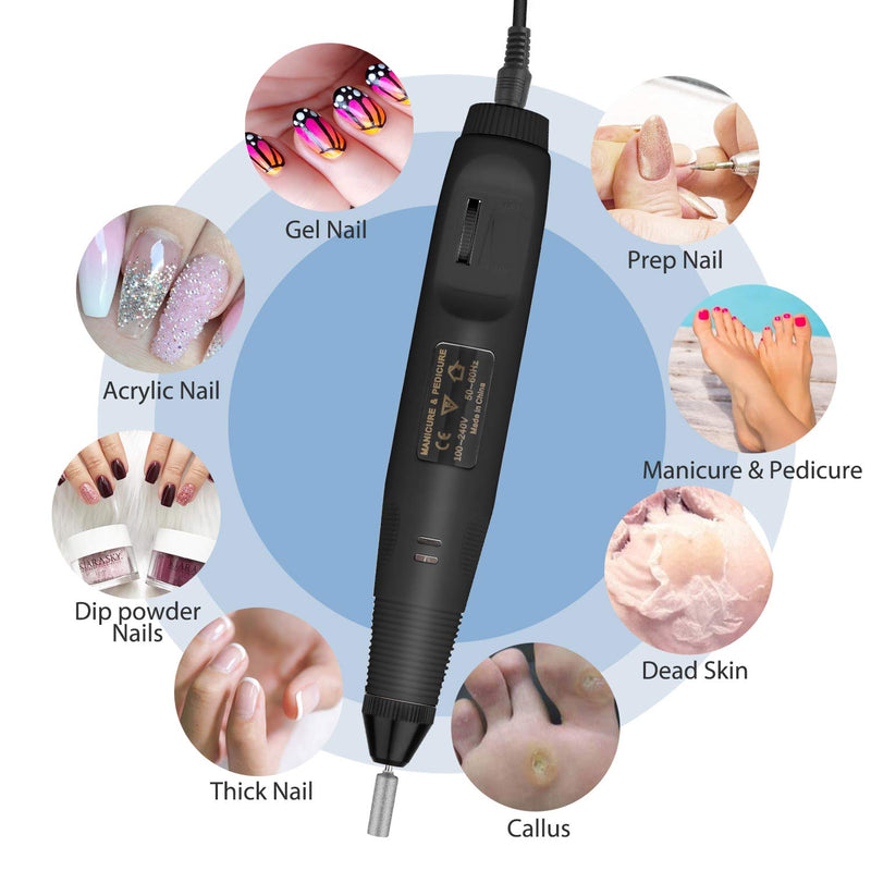 Portable Electric Nail Drill, Acrylic Nail Tools, Professional Electric Nail Kit, Pen Shape Finger Toe Nail Care,Nail Polishing Machine, Nail File Nail Tips Manicure Pedicure Machine drill-Black - BeesActive Australia