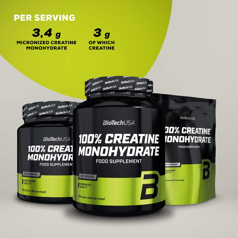 BioTechUSA 100% Creatine Monohydrate Pharmaceutical Grade creatine monohydrate Powder, Unflavoured, 300 g 300 g (Pack of 1) - BeesActive Australia