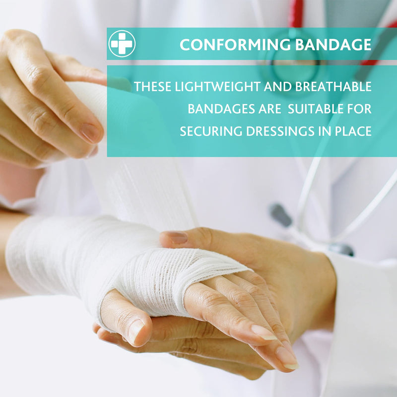 Reliform REL432 Conforming Bandage, 7.5 cm W x 4 m L, White - pack of 10 7.5cm x 4m Single - BeesActive Australia