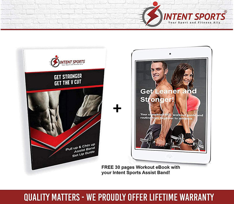 INTENT SPORTS Pull Up Assist Bands - Assistance and Resistance Bands for Pull-Up, Fitness, Body Stretching, Mobility Work, Weightlifting, Powerlifting, Heavy Duty, Exercise Videos, eBook (Patented) #1 Band - BeesActive Australia