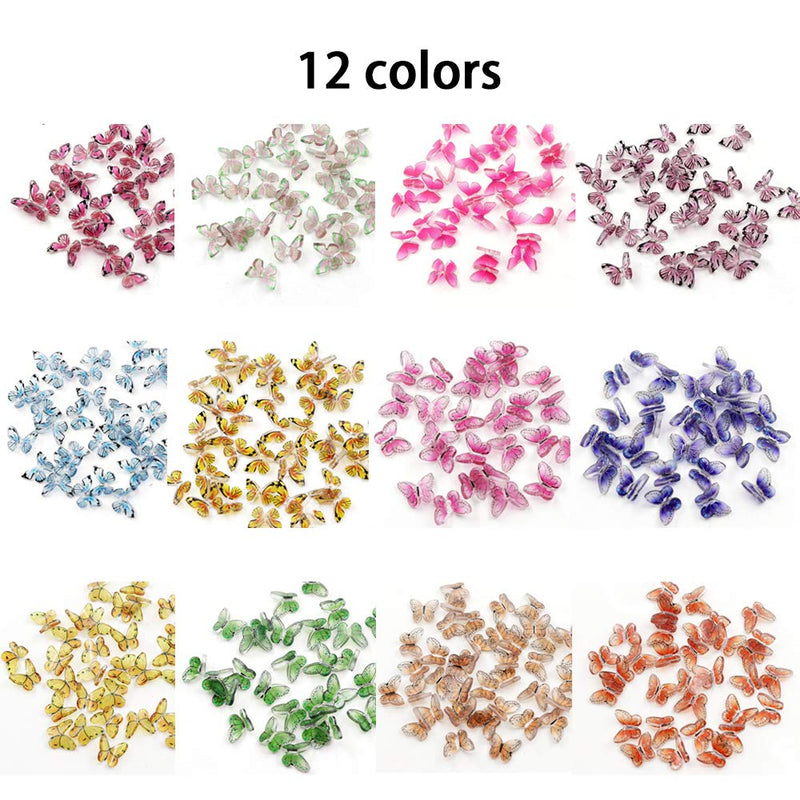 48Pcs Butterfly Acrylic Nails 3D Butterfly Nail Charms Glitter Clear Butterfly Nail Designs 2021 White Blue Colorful Butterfly Acrylic for Nail Art Decoration & DIY Crafting Design - BeesActive Australia