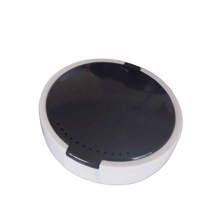 Dental Case with Mirror (Set of 1) Black & White Colours ~ for Gum Shields, Mouth Guard, Oval Orthodontic Dental Box (White Case with Black Lid) - BeesActive Australia
