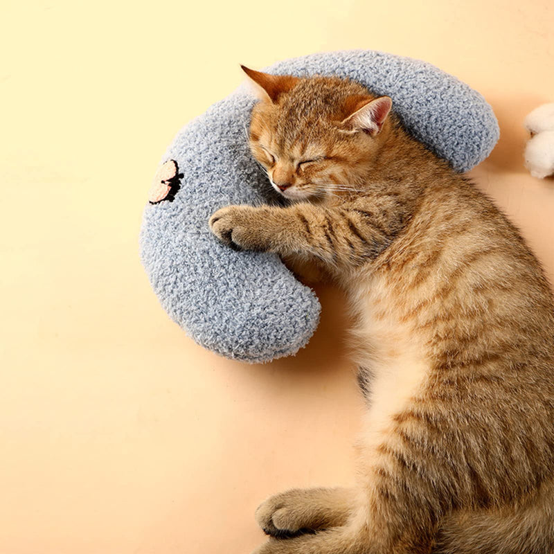 Little Pillow for Cats, Ultra Soft Fluffy Pet Calming Toy Half Donut Cuddler for Joint Relief Sleeping Improve Machine Washable Haze Blue - BeesActive Australia