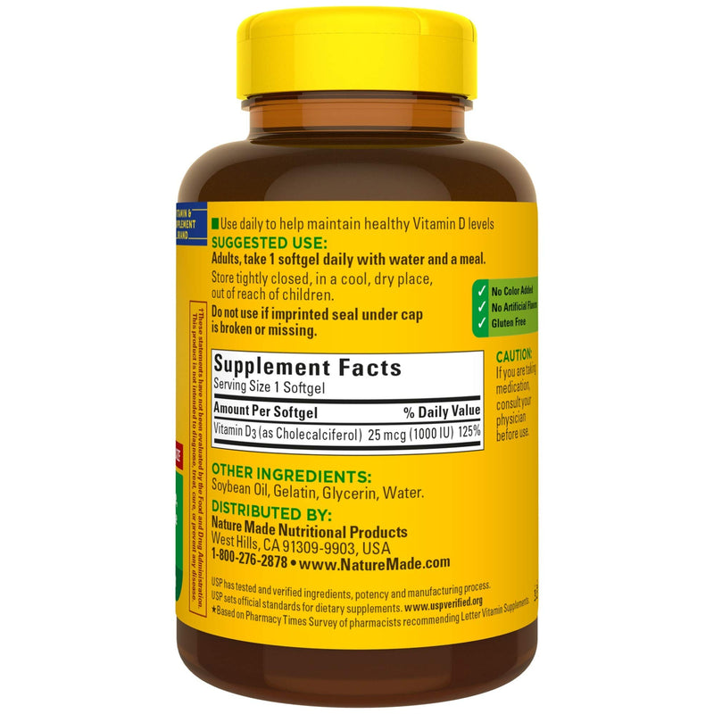 Vitamin D3, 300 Softgels, Vitamin D 1000 IU (25 mcg) Helps Support Immune Health, Strong Bones and Teeth, & Muscle Function, 125% of the Daily Value for Vitamin D in Only One Daily Softgel - BeesActive Australia