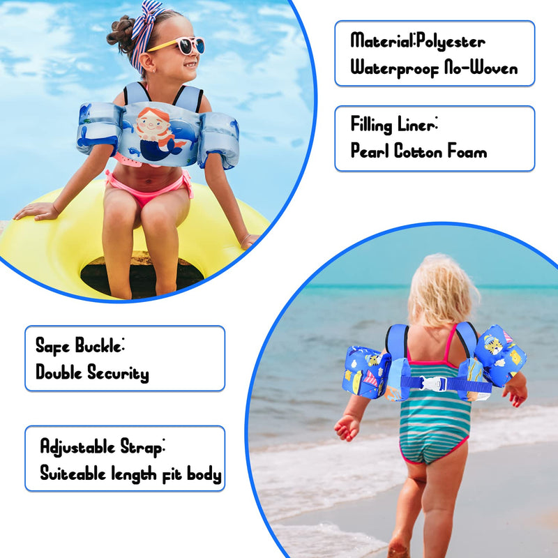 TOAUXUNG Adjustable Kids Swim Vest for Baby Swimming Training,Infant Baby Vest Swim Aid for 22-66 Pounds Boy and Girl Updated-Mermaid - BeesActive Australia