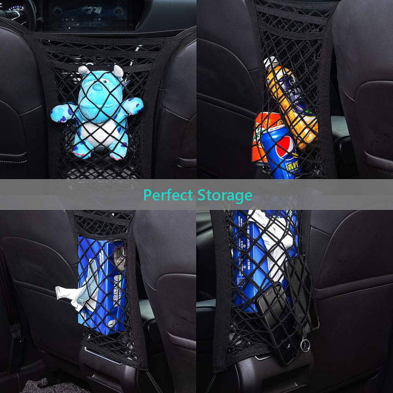 PRIDEEP Dog Car Net Barrier 3 Layers with Auto Safety Mesh Organizer, Universal Stretchable Pet Barrier Backseat Storage Mesh Bag Dog Car Divider Net for Cars, SUVs-Drive Safely with Children and Pets - BeesActive Australia