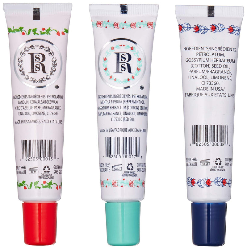 Rosebud Perfume Co. Tube 3 Pack: Smith's Rosebud Salve + Smith's Strawberry Lip Balm + Smith's Minted Rose Lip Balm - BeesActive Australia