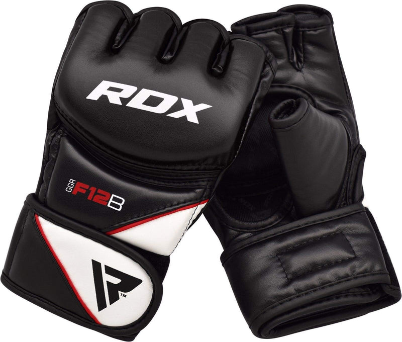 [AUSTRALIA] - RDX MMA Gloves for Grappling Martial Arts Training | D. Cut Palm Maya Hide Leather Sparring Mitts| Perfect for Cage Fighting, Combat Sports, Punching Bag, Muay Thai & Kickboxing Black Large 