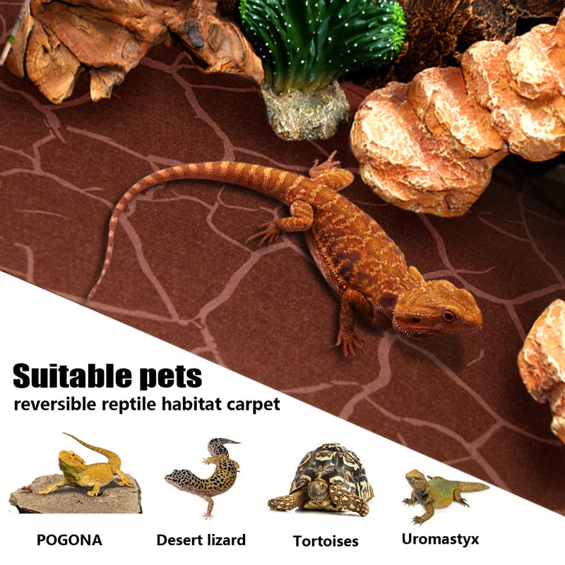 REP BUDDY 2 Pack Reptile Carpet Desert Reptile Mat & Reversible Substrate, Terrarium Liner Bedding, for Lizard,Chameleon,Gecko,Snake,Ceratophrys with Tweezers Feeding Tong 40 Gallon(36x18in) - BeesActive Australia