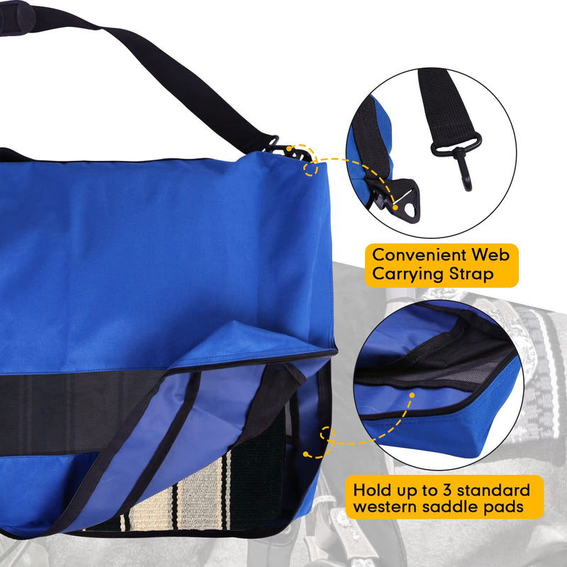 Harrison Howard Large Tack Saddle Pad Carry Bag Mesh Window Allows Airflow Perfect for English or Western Tack Case Protector for Saddle Pads Royal Blue - BeesActive Australia