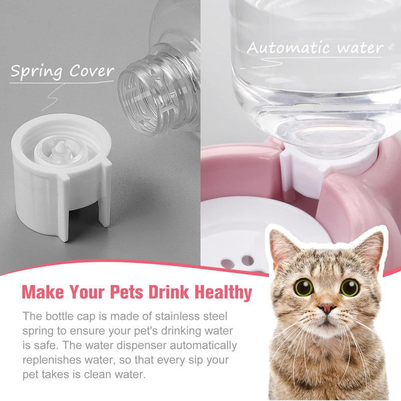 Azwraith Double Dog Cat Bowls, Pet Water and Food Bowl Set with Automatic Water Dispenser Bottle Detachable Stainless Steel Bowl for Small Dogs and Cats Kitten Puppy Rabbit Bunny pink - BeesActive Australia