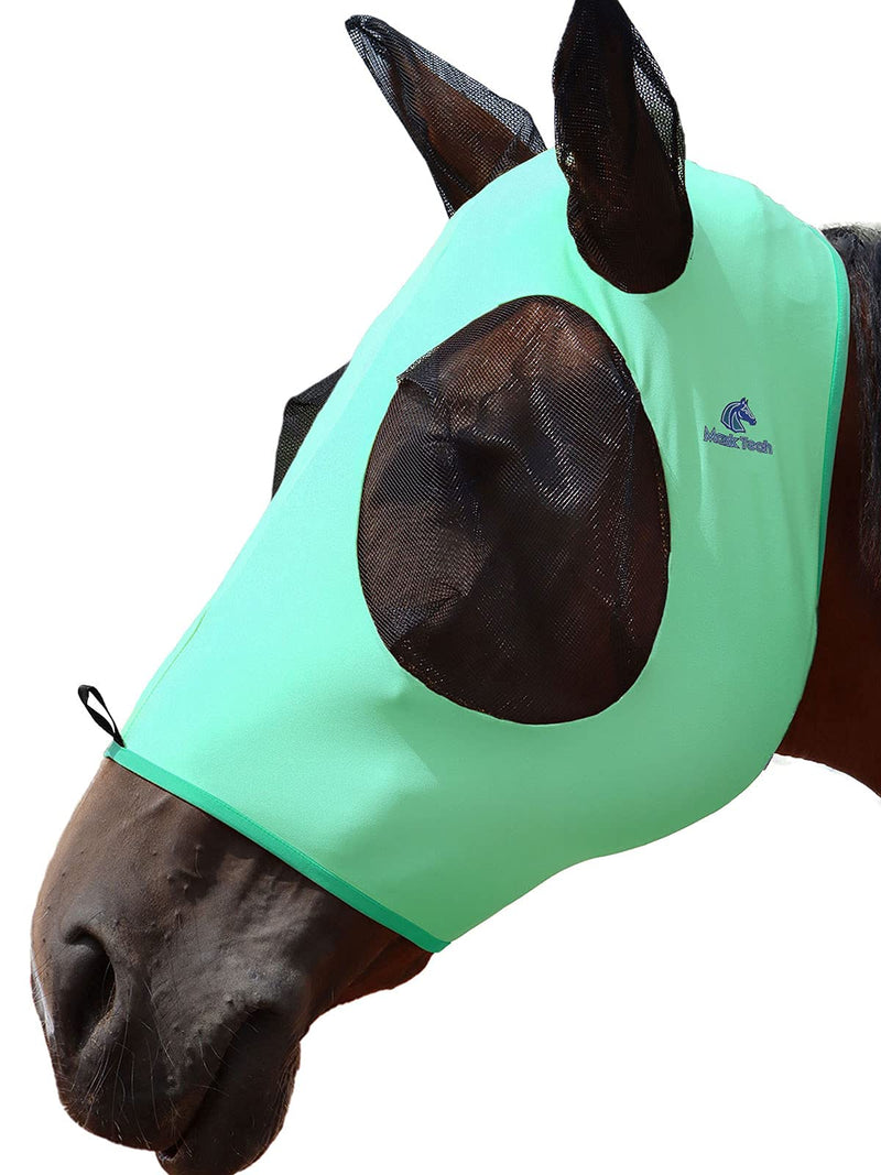 Mask-Tech Horse Fly Mask Elasticity Breathable Fabric with UV Protection Soft Mesh for Horse (L; Full Size) Summer Mint - BeesActive Australia