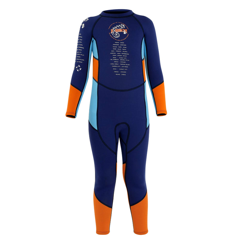 [AUSTRALIA] - TENMET Boys Kids 2.5mm Neoprene Keep Warm Wetsuit UV Protection Swimsuits Long Sleeves Diving Suits Navy 8 