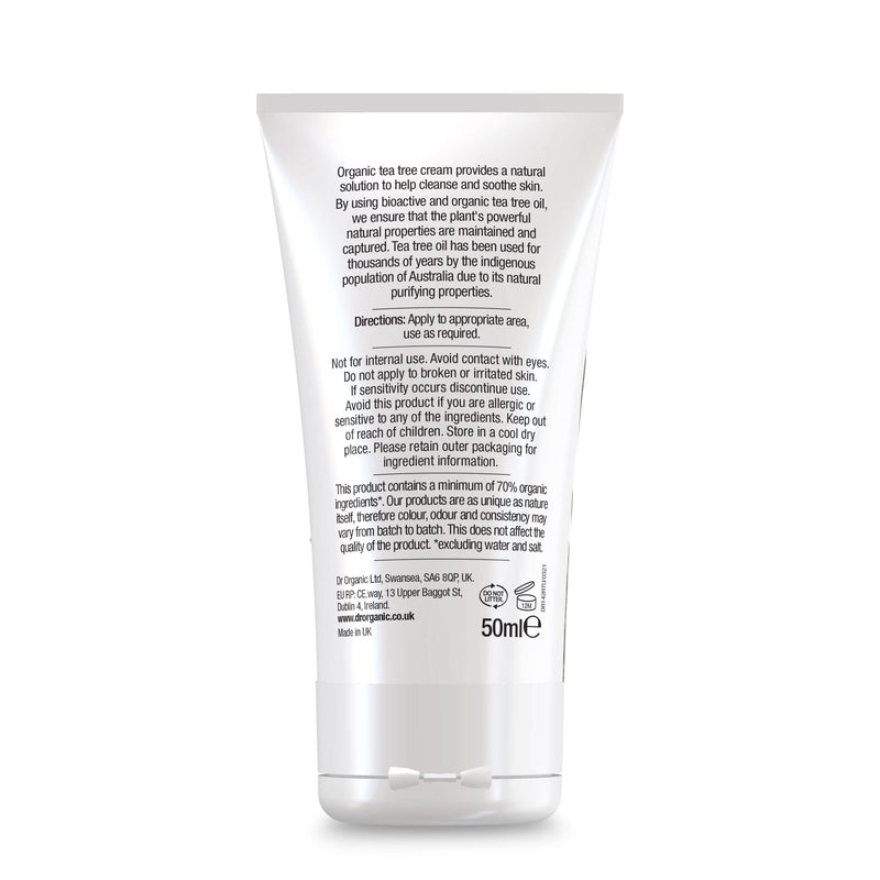 Dr Organic, Organic Tea Tree Purifying Cream , Natural , Vegan , Cruelty Free , Paraben & SLS Free , 50ml - BeesActive Australia