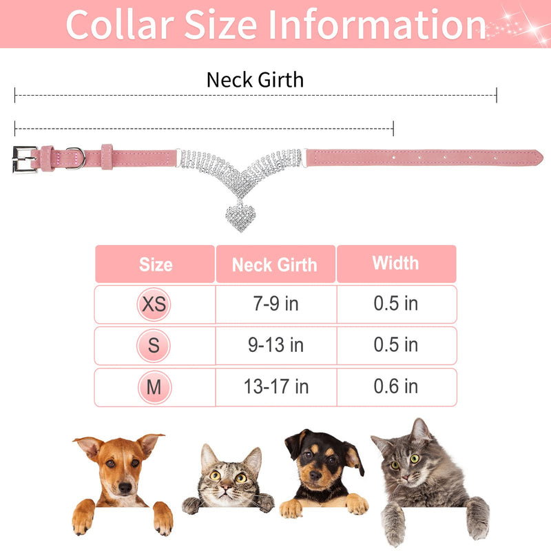 Rhinestone Dog Collar, Cute Bling Pet Puppy Cat Crystal Collars for Girls, Soft Adjustable Sparkling Jeweled Pink Necklace X-Small - BeesActive Australia