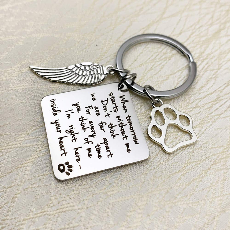 Pet Loss Sympathy Memorial Gift, When Tomorrow Starts Without Me Paw Prints Keychain for Loss of Pet Dog Cats Memorial Sympathy Keepsake Gifts Keychain - BeesActive Australia