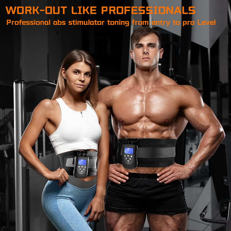 DOMAS Ab Belt Abdominal Muscle Toner- Abs Stimulator with 8 Modes Dual Channel Electronic Abs Stimulating Belt EMS Muscle Toning Belt for Men Women Training Device for Muscles Stomach Workout Massager 2022 Upgrade New Version - BeesActive Australia