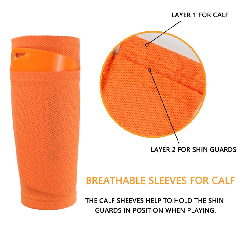 Soccer Shin Guards for Kids Youth, Shin Guard and Shin Guard Sleeves for Boys and Girls for Football Games EVA Cushion Protection Reduce Shocks and Injuries A-Orange Small - BeesActive Australia
