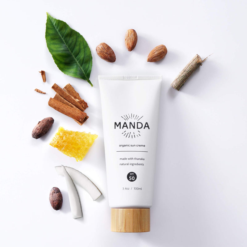 MANDA - Organic Sun Creme - Natural Sunscreen - SPF 50 - Reef Safe - Broad Spectrum Sun Lotion - 3.4oz - BeesActive Australia