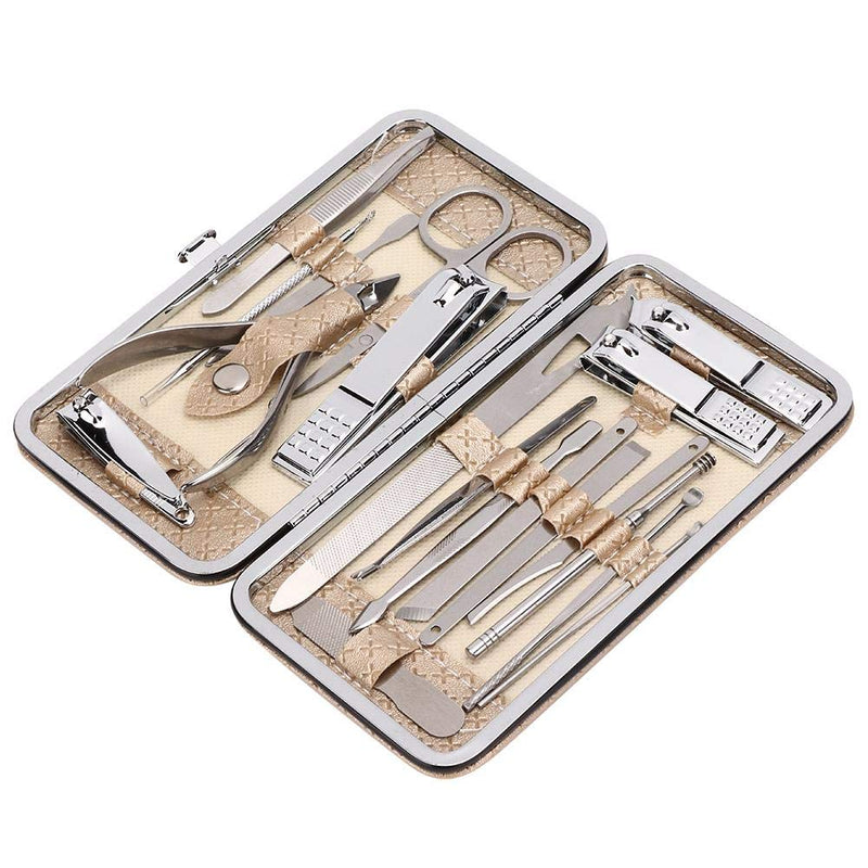 Cuticle Care Tool Kit, 19pcs/set Stainless Steel Pedicure Manicure Nail Care Tools Wtih Storage Case, Help Remove Dead Skin Cutin - BeesActive Australia