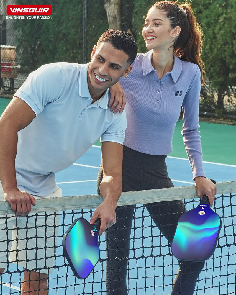 VINSGUIR Pickleball Paddle Set, USAPA Approved Fiberglass Pickleball Set，Pickleball Paddles, Pickleballs, Lightweight Carrying Bag, Pickle Ball Paddle Gifts for Beginners & Pros, Aurora Blue 2 Rackets - BeesActive Australia