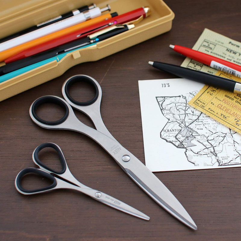 ALLEX Mini Skinny Scissors for Office 3.9", All Purpose Slim & Thin Low Profile Scissors, Made in JAPAN, All Metal Sharp Japanese Stainless Steel Blade with Non-Slip Soft Ring, Black 100mm - BeesActive Australia