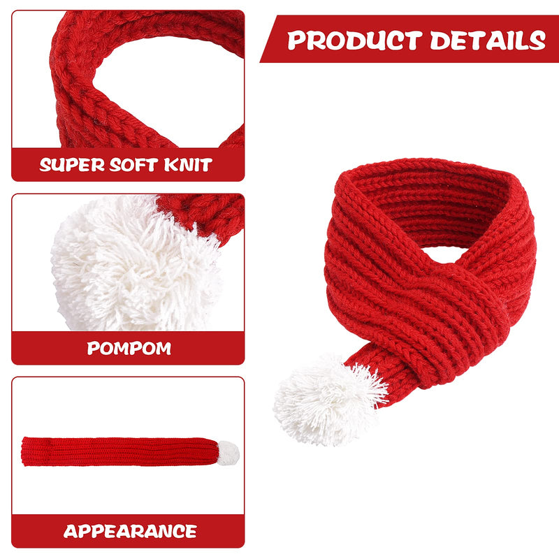 Cobee Christmas Dog Cat Santa Scarf, Dog Winter Knitted Scarf Pet Winter Neck Warmer Costume with White Pompom Ball Party Dressup Xmas Cute Decorate Gift Red Large - BeesActive Australia