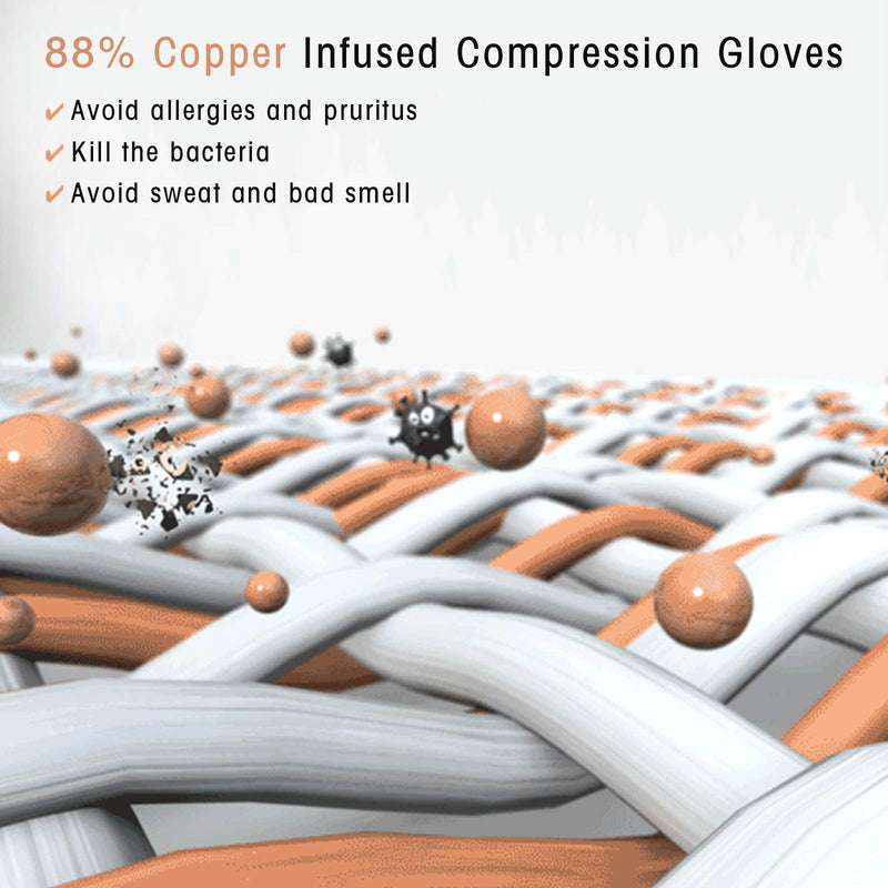 HENOTIC Copper Arthritis Gloves for Women Men, Fingerless Breathable & Moisture Wicking Arthritis Compression Gloves for Relieving Carpal Tunnel Aches, Rheumatoid Pains, Joint Swell Medium: 2 3/5''-3 1/8'' One Pair - BeesActive Australia