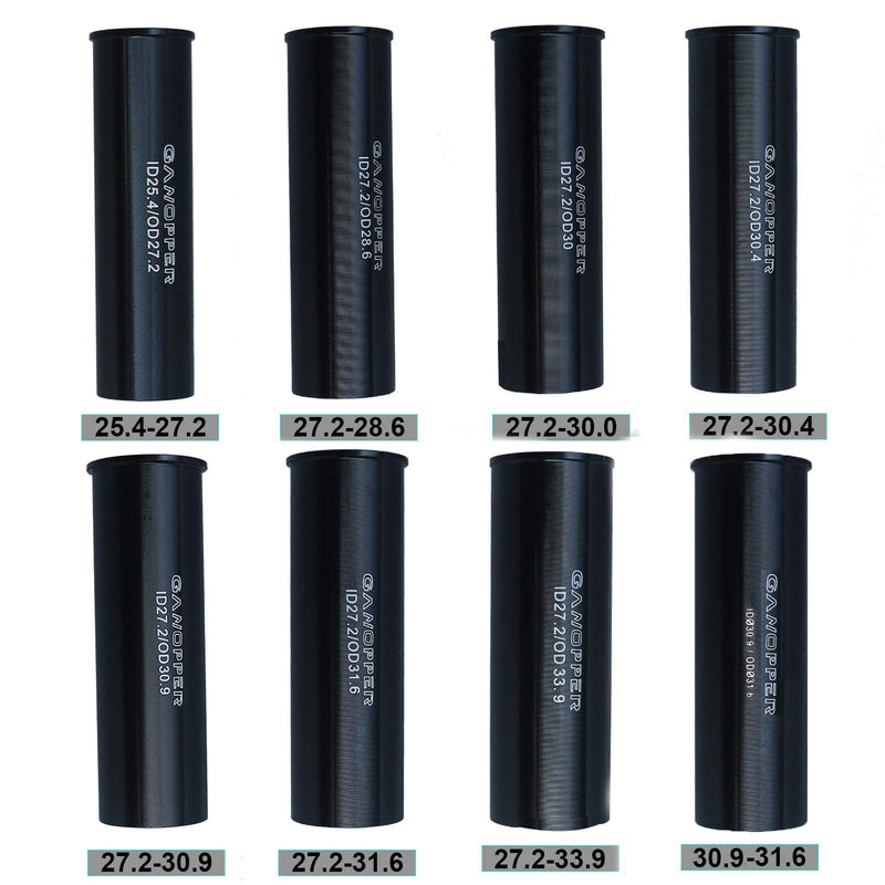 GANOPPER 100mm Long Seatpot Shim 22.2 25.4 26.6 27.2 to 28.6 30 30.4 30.9 31.6 31.8 33.9 34.9 36 Alloy Bicycle Seat Post Tube Adapter 25.4 I.D./26.6 O.D. - BeesActive Australia