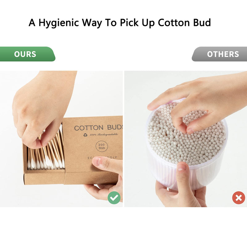 400 Bamboo Cotton Buds Biodegradable Ear Buds Cotton For Cleaning Ear And Doing Makeup Q Tips Cotton Buds 200 Count(Pack of 2) - BeesActive Australia
