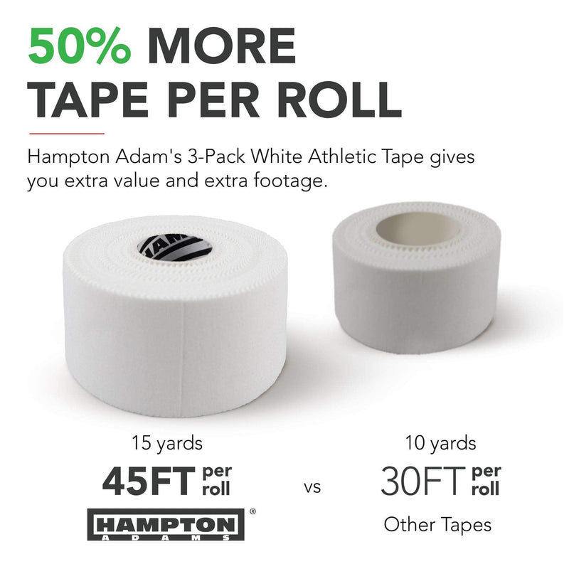 Hampton Adams | As Seen on Shark Tank | 3-Pack White Athletic Sports Tape – Very Strong Easy Tear NO Sticky Residue Best Tape for Athlete & Medical Trainers - BeesActive Australia