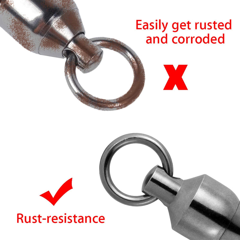 Dr.Fish 20 Pack Fishing Swivels Ball Bearing Swivels Stainless Stee Solid Rings Black Nickel Strength Saltwater Swivels Fishing Tackles Heavy Duty #1_44Lb_20pcs - BeesActive Australia