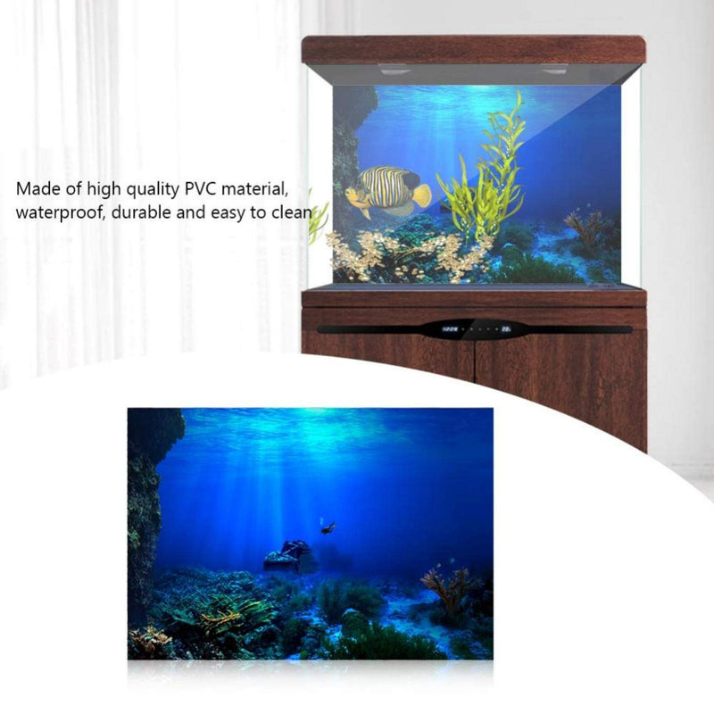 GLOGLOW Aquarium Poster, 3D Effect Underwater Background Sticker Thicken PVC Adhesive Static Cling Backdrop Fish Tank Decorative Paper 76×46cm - BeesActive Australia