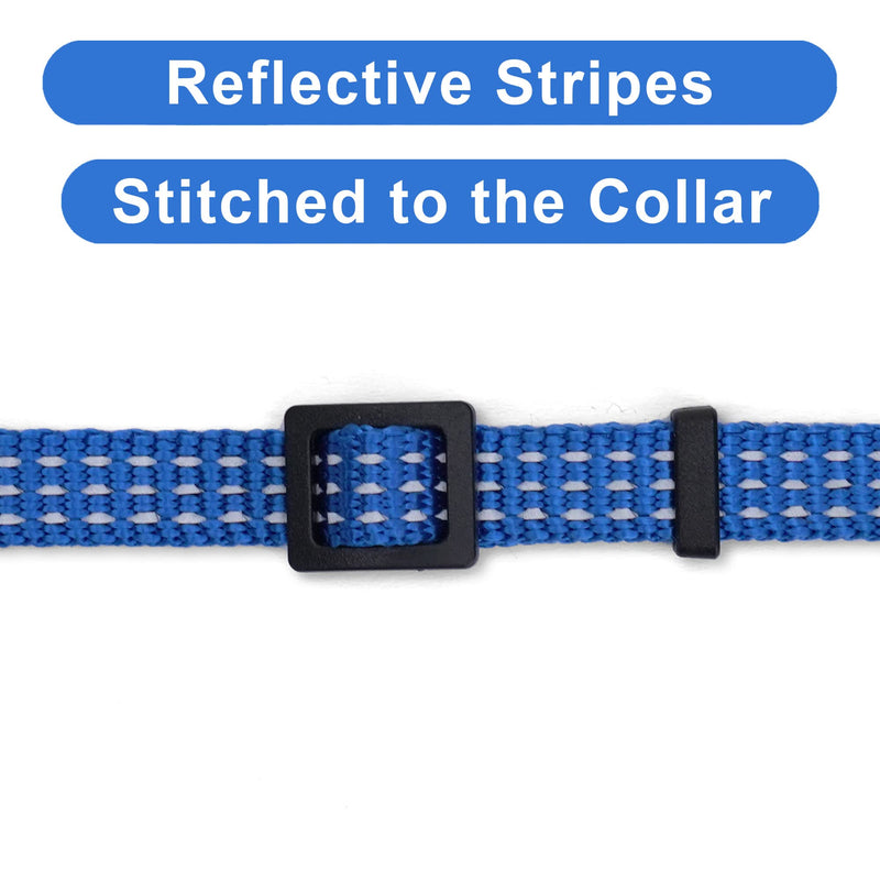 Pawtitas Reflective Cat Collar with Safety Buckle and Removable Bell Cat Collar Kitten Collar Personalized Cat Collar Customizable Name and Phone Number Collar for Cats Reflective Glow Cat Collar Blue - BeesActive Australia