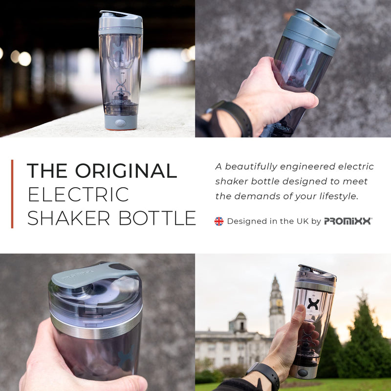 Promixx Pro Shaker Bottle | Rechargeable, Powerful for Smooth Protein Shakes | includes Supplement Storage - BPA Free | 20oz Cup (Graphite Gray) Graphite Gray - BeesActive Australia
