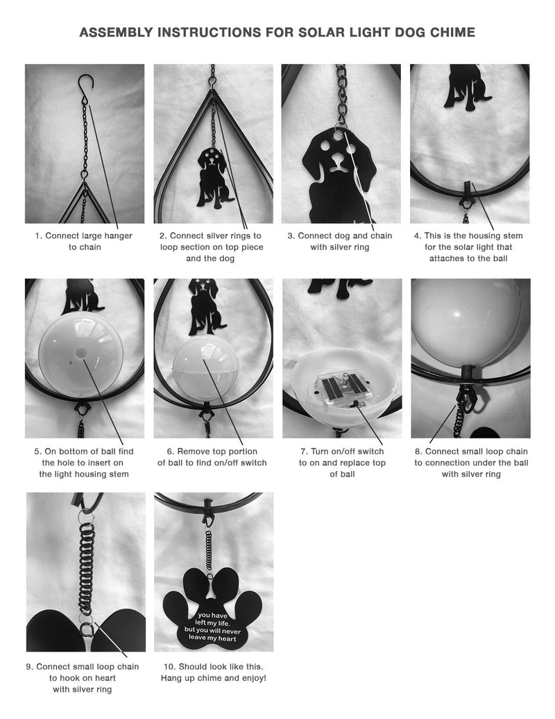 iHeartDogs Pet Memorial Wind Chime - Beautifully Crafted Dog Memorial Gifts - Pet Loss Gifts for Dogs & Cats Never Leave My Heart - Solar Light - BeesActive Australia