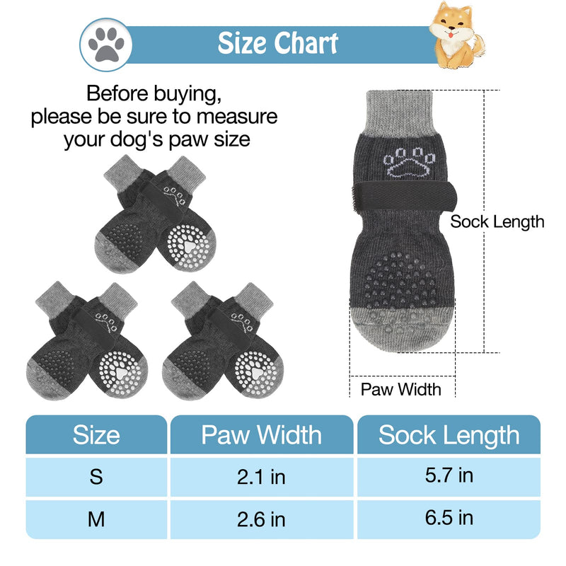 SCENEREAL Double Side Anti-Slip Dog Socks, Non Slip Dogs Sock for Hardwood Floors, 3 Pairs Pet Paw Protectors Indoor, Prevent Floor Scratching, Stop Licking Paws Grey Pearl Paw Medium (Pack of 6) - BeesActive Australia