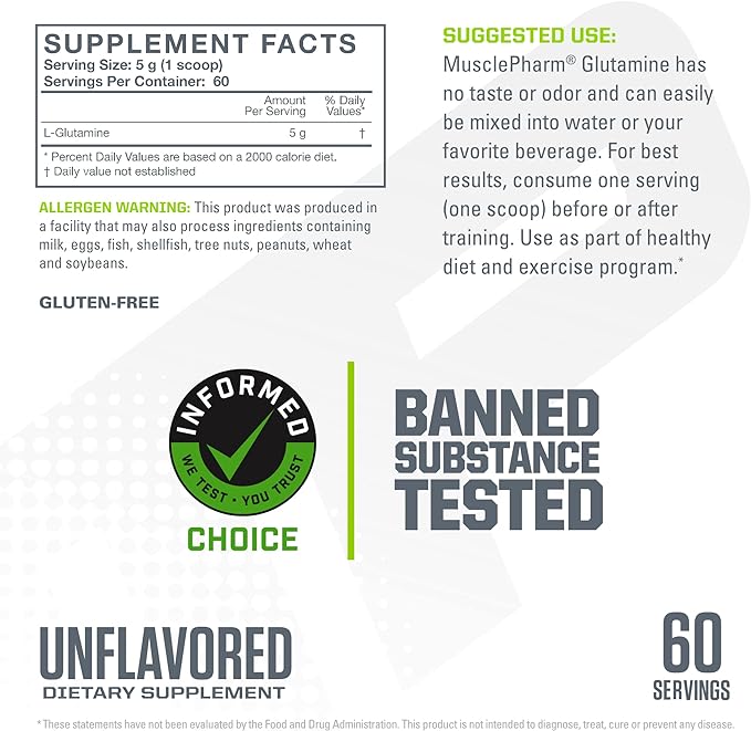 MusclePharm Essentials Glutamine Unscented 300g 0 £66 - BeesActive Australia