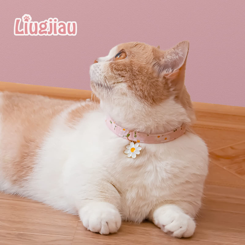 2 Pack Cotton Cat Collar Breakaway with Bell, Cute Cat Collar Kitten Collar,Ideal for Girl Cats Boy Cats Pink&Purple - BeesActive Australia