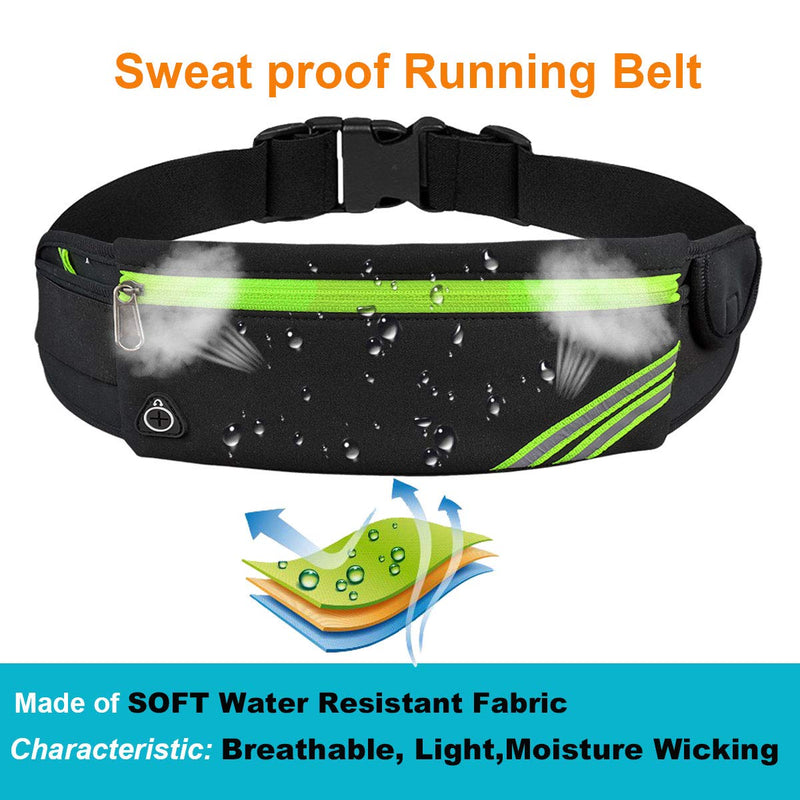 Slim Running Belt Fanny Pack,Waist Pack Bag for Hiking Fitness Cycling Workout Gym,Reflective Runners Belt Jogging Pocket Belt Compatible with iPhone13,12 pro, Travelling Money Phone Holder for Running Black - BeesActive Australia