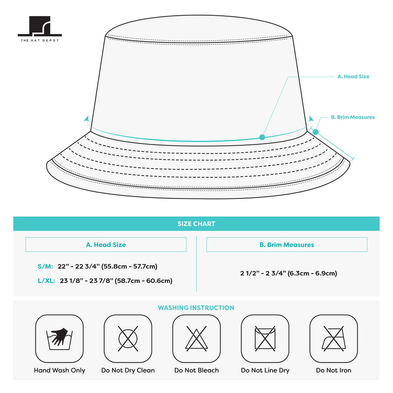 The Hat Depot Bucket Hat - Unisex 100% Cotton & Denim Packable Summer Travel Beach Sun Hat Small-Medium White - BeesActive Australia