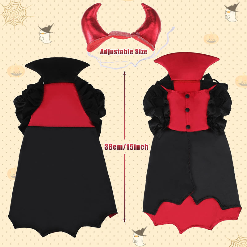 Frienda Set of 2 Cat Halloween Costumes Dog Cape Costume Cat Vampire Cloak Dog Witch Clothes with Devil Hat for Small Medium Dogs Cats Puppy Cat Pet Devil Costume - BeesActive Australia