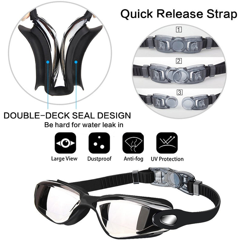 Swim Goggles Swimming Goggles No Leaking with Nose Clip, Earplugs and Case - BeesActive Australia