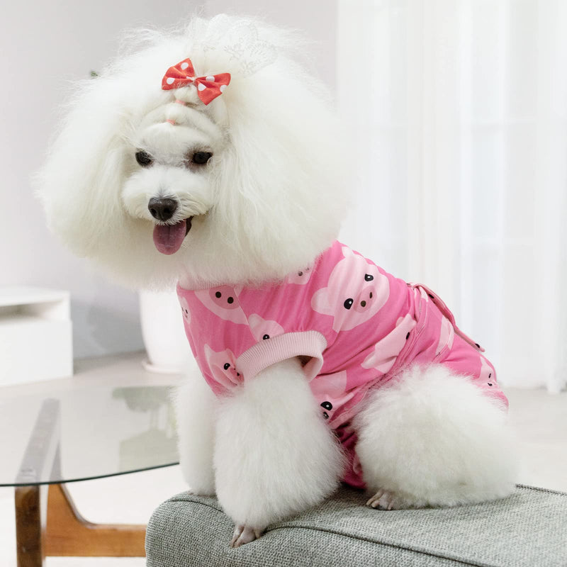 CuteBone Dog Surgery Recovery Suit Cat Surgical Onesie Female Body Suits Male Prevent Pet from Licking Wounds S Pink pig - BeesActive Australia