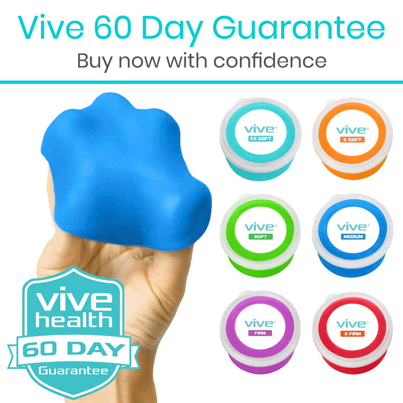 Vive Therapy Putty (6 Pack 18 oz) - Therapeutic, Occupational and Exercise Tool - Thinking and Stress - Finger, Hand Grip Strength Exercises - Extra Soft, Medium, Firm Resistance - Adult, Children All Resistances - BeesActive Australia