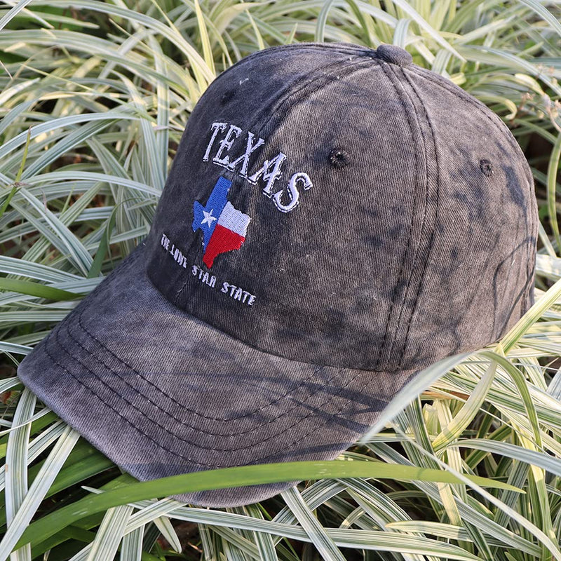 OASCUVER Texas Lone Star State Hat, TX States Flag Map Shape Embroidered Adjustable Washed Baseball Cap Embroidery Black One Size - BeesActive Australia