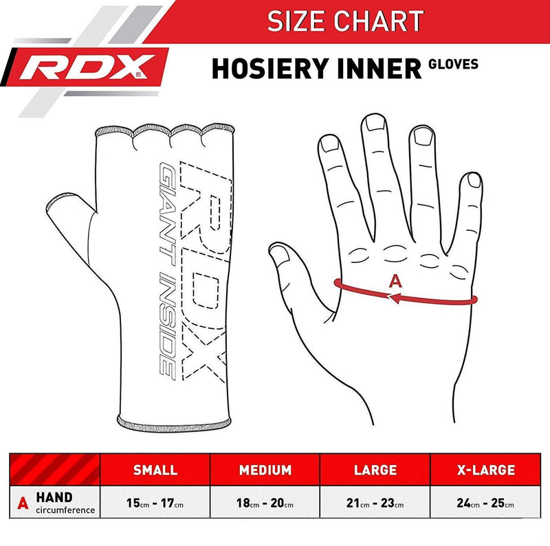 [AUSTRALIA] - RDX Boxing Hand Wraps Inner Gloves for Punching - Half Finger Elasticated Bandages Under Mitts Fist Protection - Great for MMA, Muay Thai, Kickboxing, Martial Arts Training & Combat Sports Black Large 