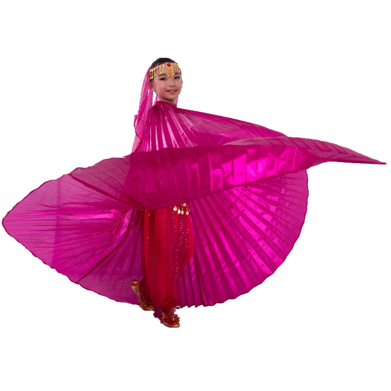[AUSTRALIA] - MUNAFIE Halloween Costumes Belly Dance Isis Wings for Children Kids (Wings with Sitck and Bag, Rose Red) 